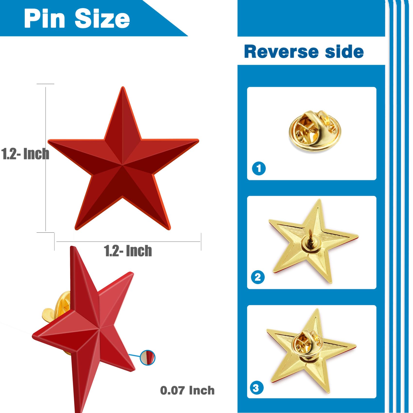 10/20/50/100 Pcak Red Five-Pointed Star Lapel Pins Bulk-Pentacle Pentagram Lapel Pins Badge Souvenir - Image 3