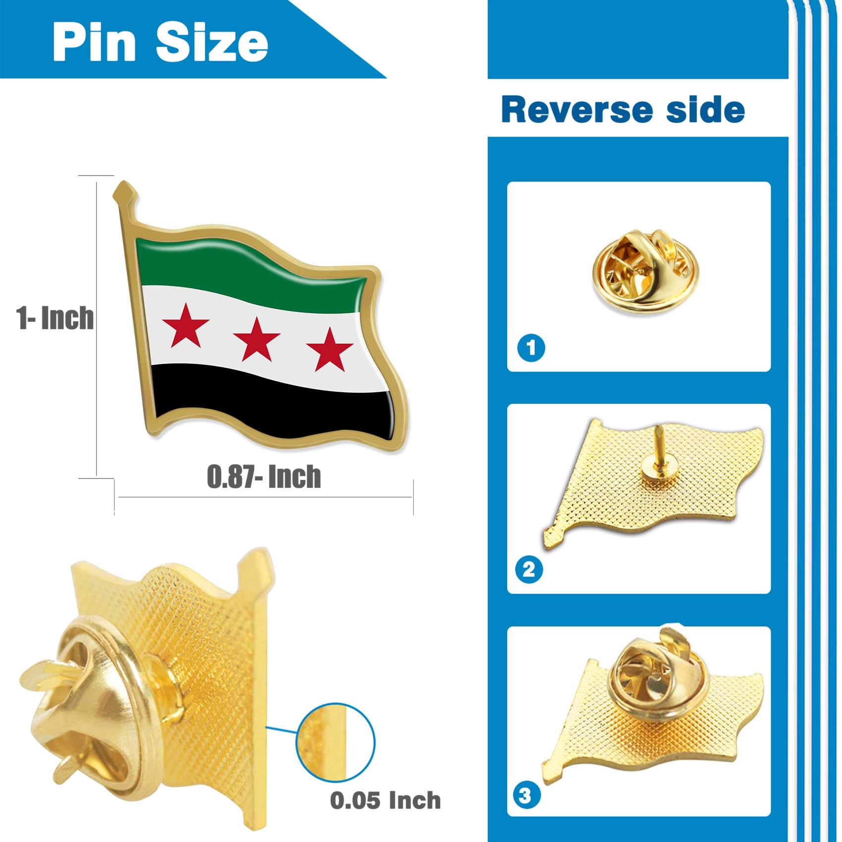 12/24/50/100Pcs Republic of Syria Syrian Arab Flag Lapel Pins Bulk - Metal Free Syrian Army National Lapel Pin - Image 3
