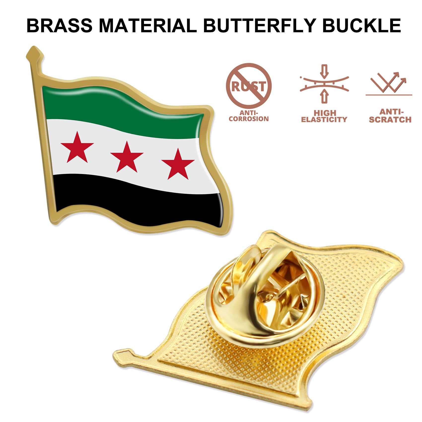 12/24/50/100Pcs Republic of Syria Syrian Arab Flag Lapel Pins Bulk - Metal Free Syrian Army National Lapel Pin - Image 4