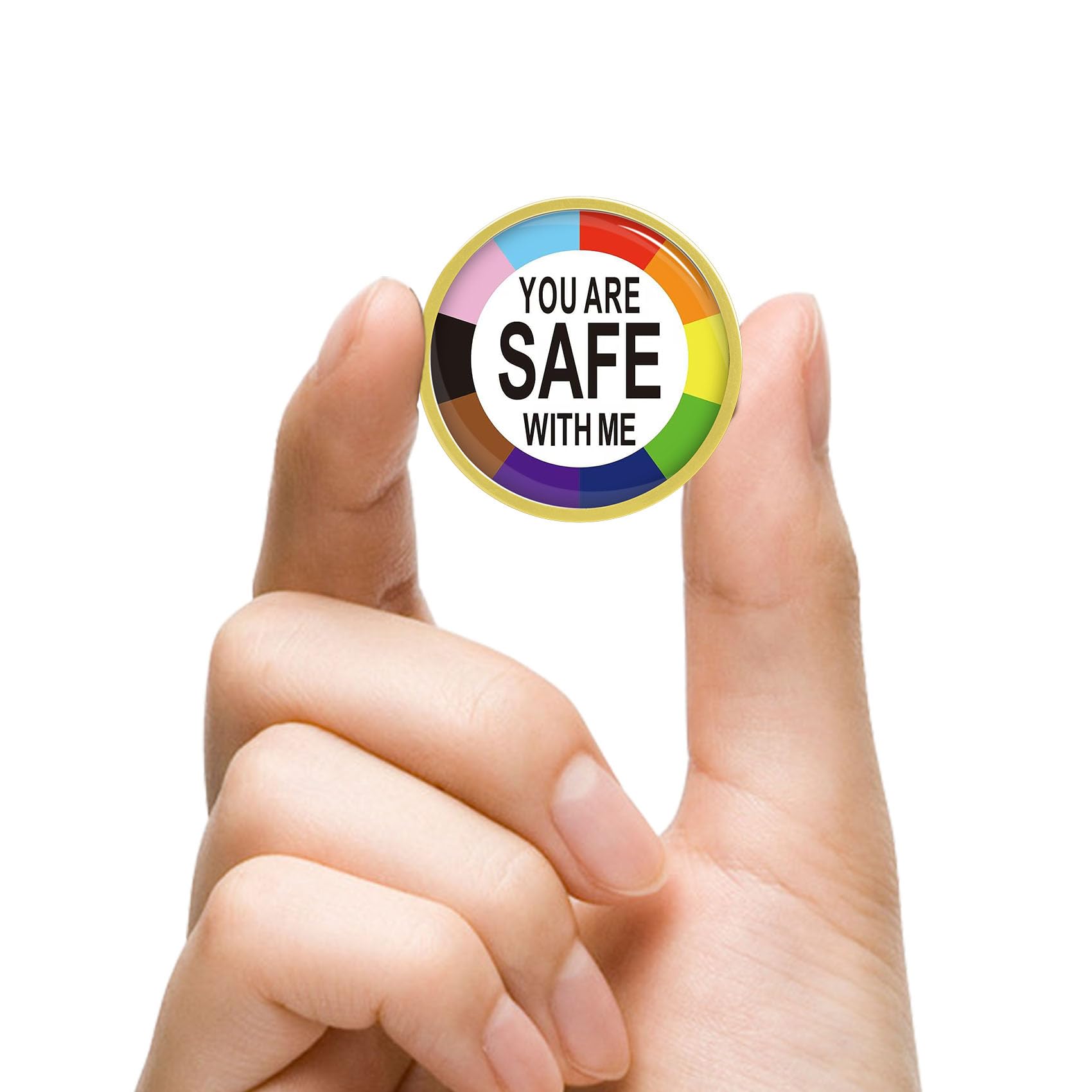 2/10/50/100Pcs YOU ARE SAFE WITH ME Pride Lapel Pins Bulk -LGBT Transgender Rainbow Lesbian Bisexual Gay Progressive Pin Brooch Badge for Men Women Clothes Bags Hats Gift - Image 4