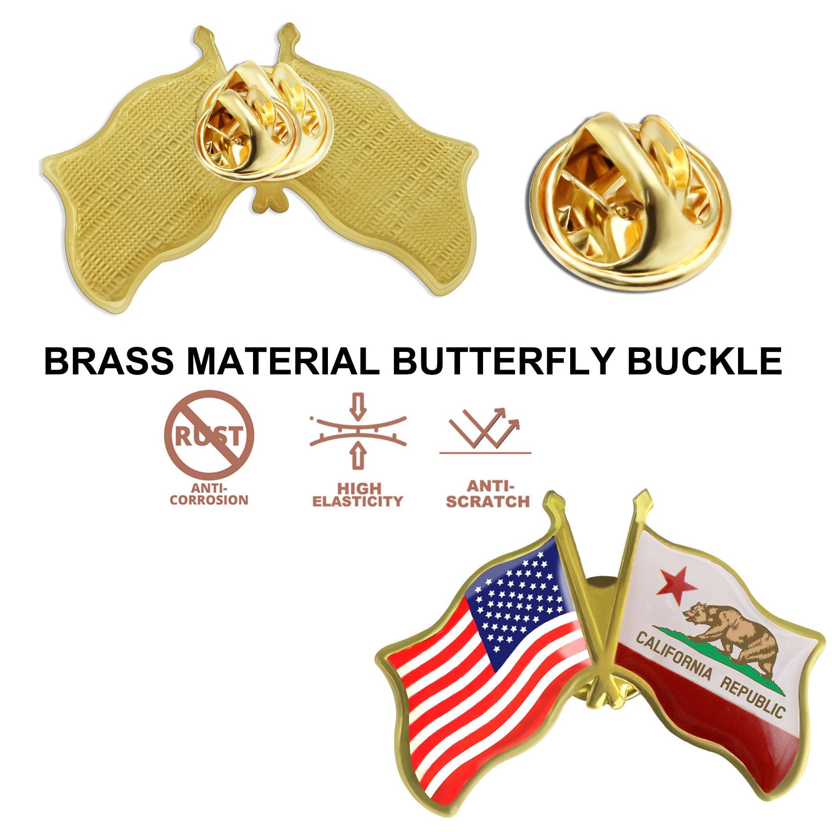 6/12/50/100 Pack-American State California Flag Lapel Pins Friendship Bulk -1.5” - Image 4