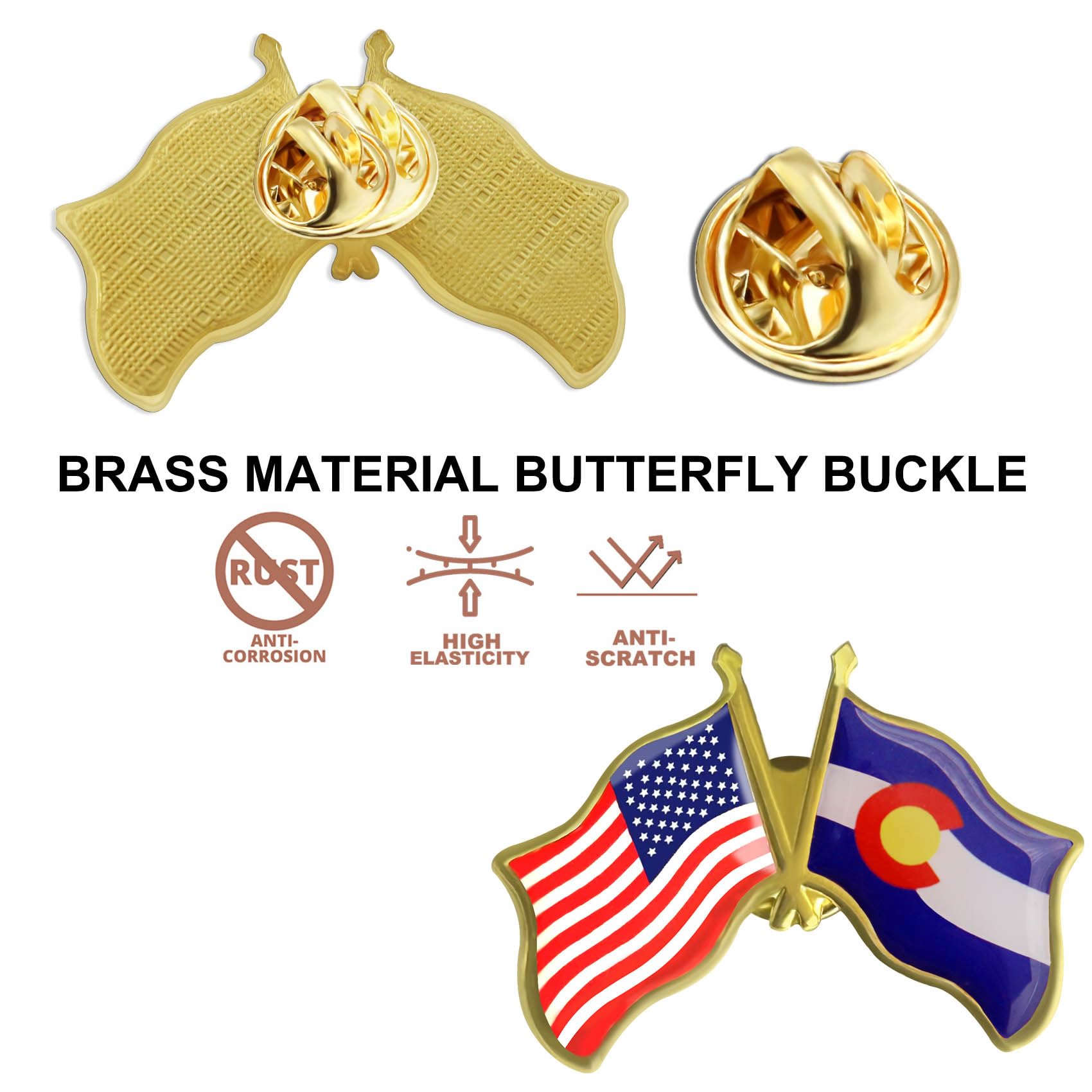6/12/50/100 Pack-American State Colorado Flag Lapel Pins Friendship Bulk -1.5” - Image 4