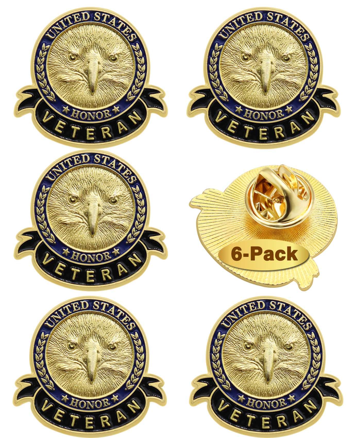 6/12/50/100 Pcs US Veteran Pins– Patriotic American Flag Veterans Day Eagle Lapel pin Badge Brooch Memorial Day Military Patriotic Decorations Gifts
