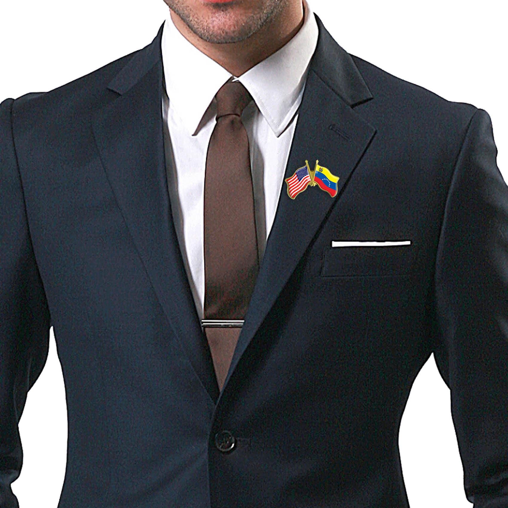 6/12/50/100Pcs American Venezuela Flag Pins Bulk Friendship Souvenir 1.5”- Metal America USA Venezuela Lapel Pin Brooch Badge for Men Women Clothes Bags Hats - Image 5