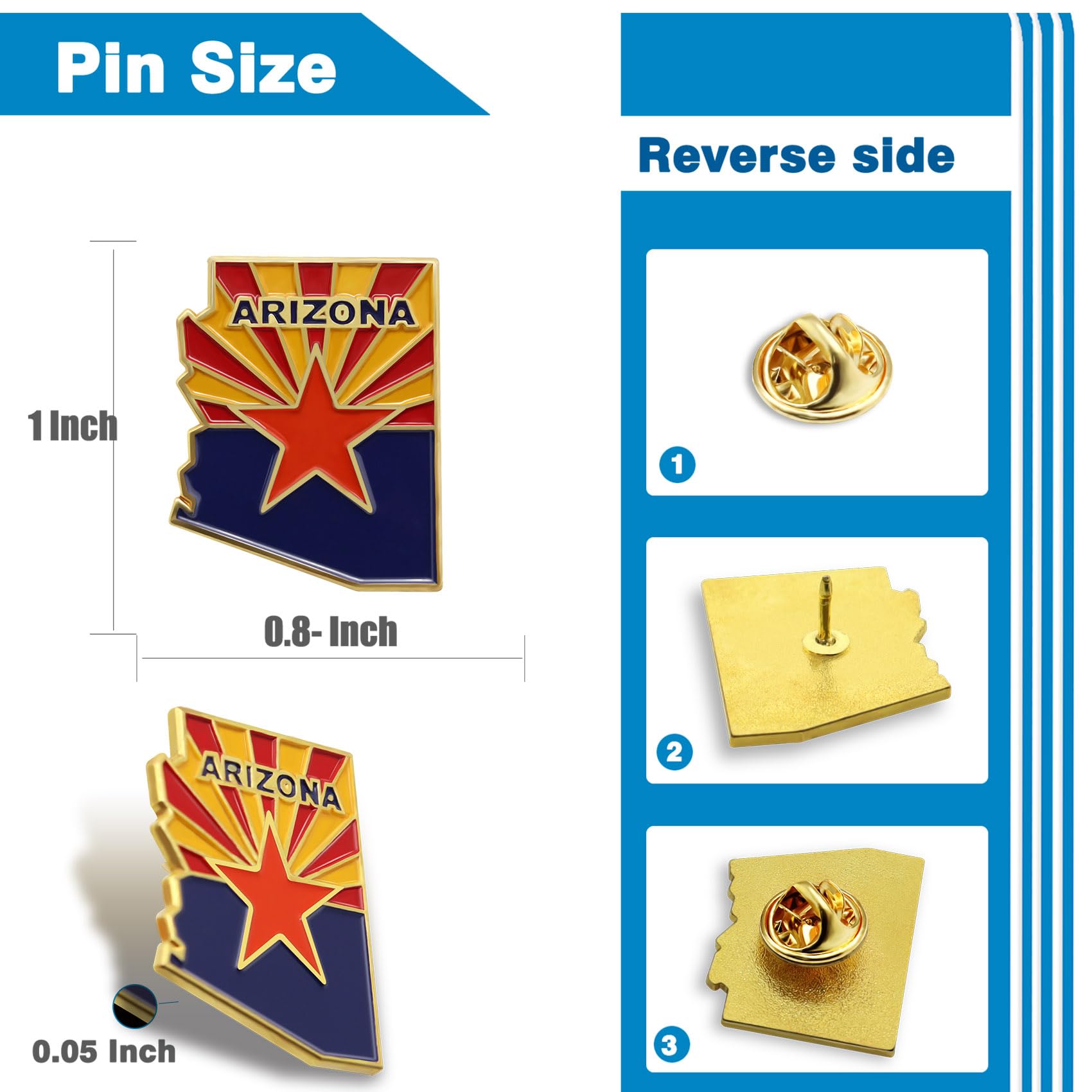 6/12/50/100Pcs Arizona Lapel Pins Bulk - Metal AZ Souvenir for Men Women Clothes Bags Hats Easter Day - Image 3