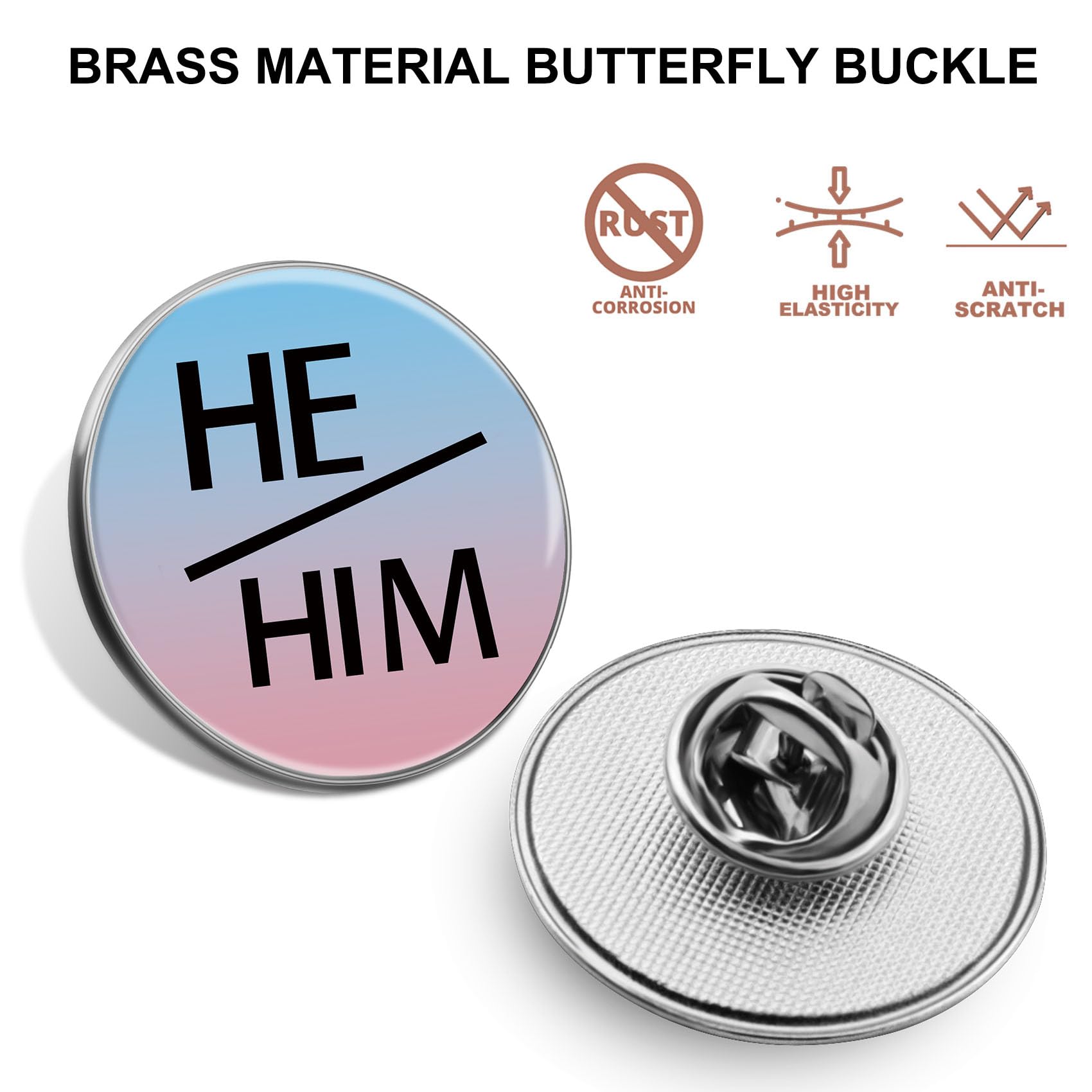 6/12/50/100Pcs HE HIM Pronoun Lapel Pin | uppercase Modern Minimalist Pronoun Button Gender Identity Brooch Badge Souvenir - Image 3