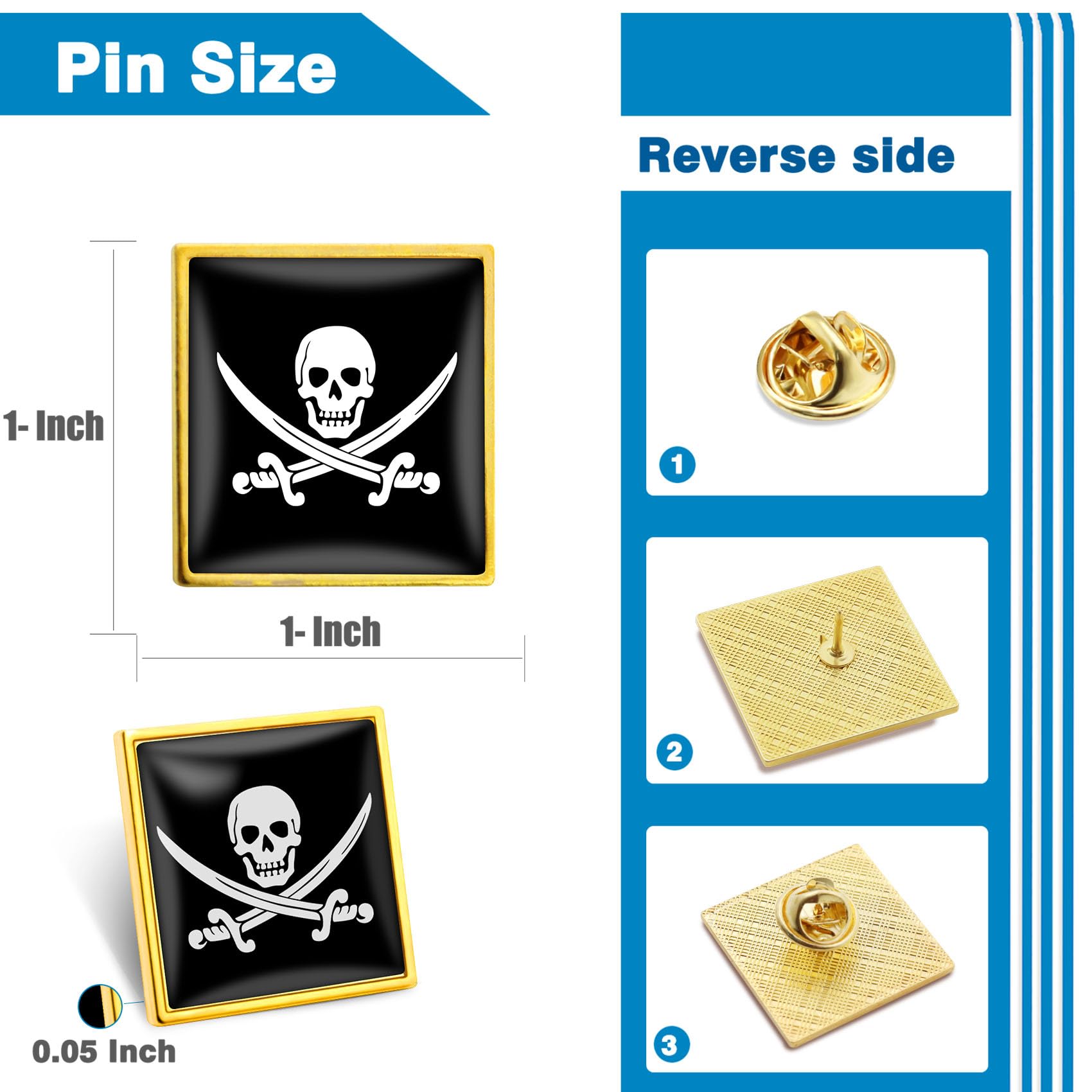 6/12/50/100Pcs Pirate Flag Lapel Pins Bulk - Metal Jolly Roger Brooch Badge Souvenir for Men Women Clothes Bags Hats - Image 5