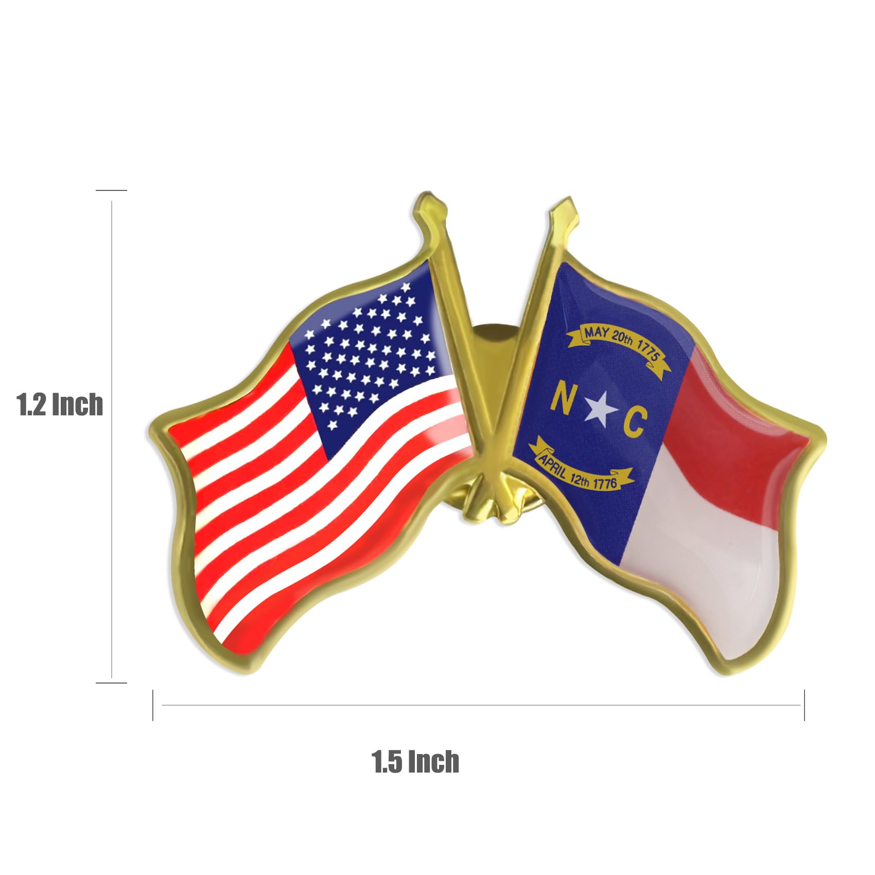 6/ Pack-American State North Carolina Flag Lapel Pins Bulk -1.5” United States America US USA NC Badge for Men Women Patriotic Souvenir - Image 3