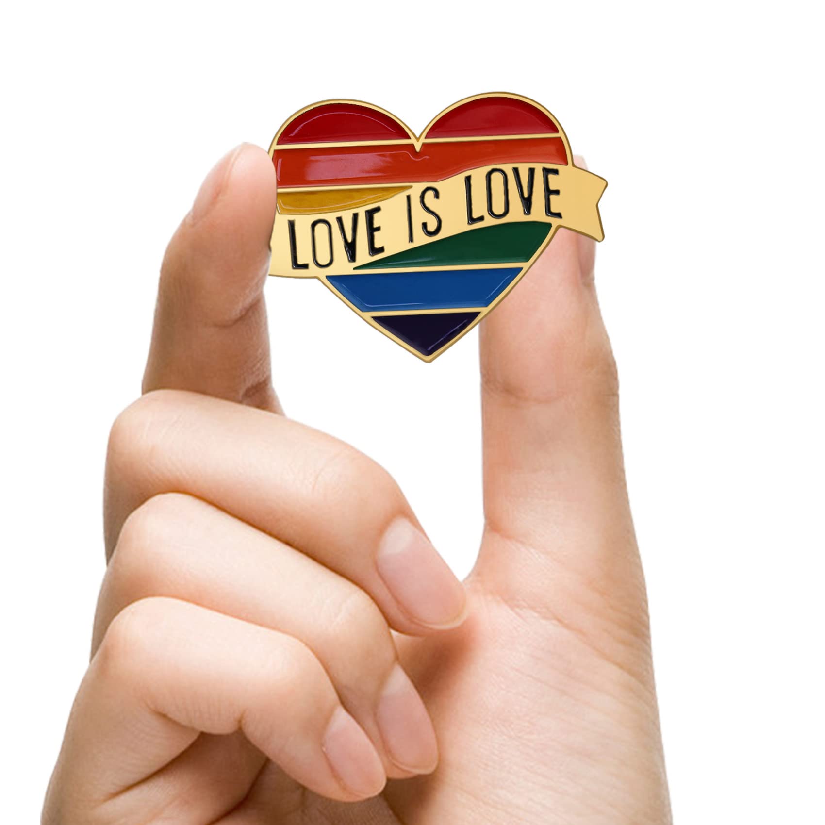 6/Pcs Heart Pride Rainbow Lapel Pins Bulk -Love is Love - LGBT Enamel Gay Progress Pin Brooch Badge for Men Women Clothes Bags Hats - Image 3