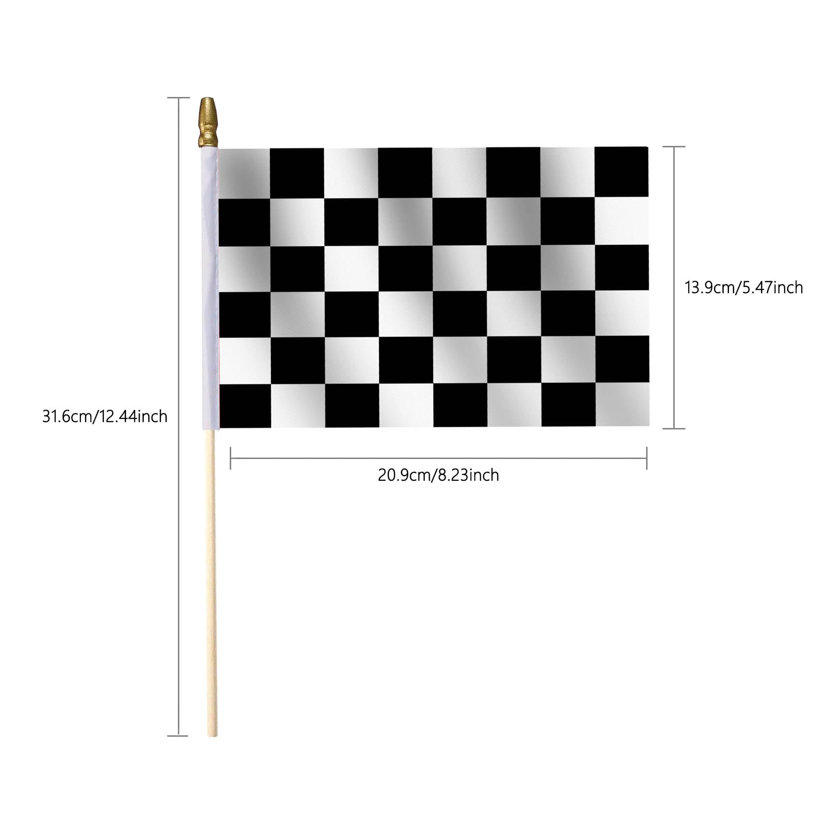 LOT 24 Pack-Premium Hand Held Small Checkered Black and White Racing Stick Flag 8"x5.5",Mini Checkered Flags with Kid-Safe Spear Top Perfect for Decorations for Racing, Race Car Party, Sport Events - Image 3