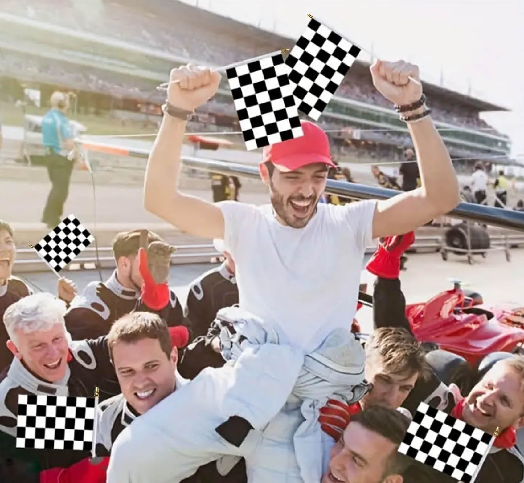 LOT 24 Pack-Premium Hand Held Small Checkered Black and White Racing Stick Flag 8"x5.5",Mini Checkered Flags with Kid-Safe Spear Top Perfect for Decorations for Racing, Race Car Party, Sport Events - Image 5