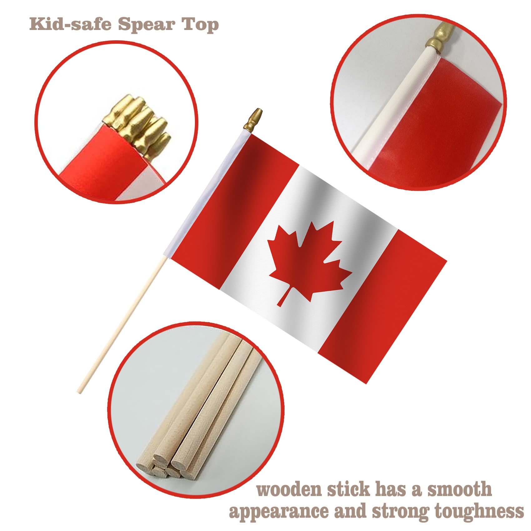 MIDLE Lot of 50 Small Canadian Flags on Stick, 4x6 Inch, Red, Patriotic Hand-Held Outdoor Flags for Canada Day, Patriotic Holidays, 4x6 inches - Image 3