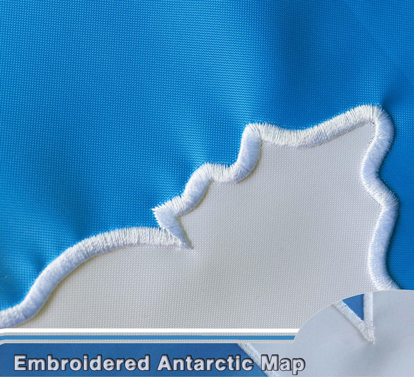 Premium Antarctic Flag 3x5 Ft Outdoor Large - Embroidered Antarctica Map |Quadruple Stitched Fly Ends| House Yard Decoration UN-blue Antarctic Continent Banner - Image 3