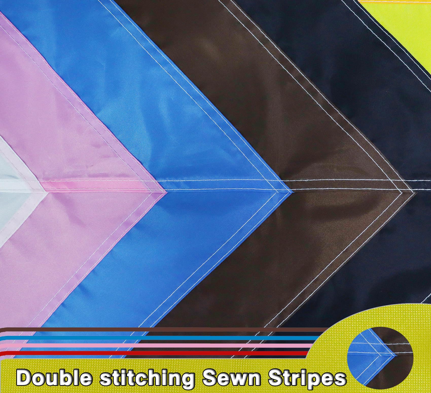 Premium New Progress Pride Flag 3x5 Ft Outdoor, Longest Lasting Heavy Duty Nylon 220D Sewn Stripes | All Inlcusive Progressive Flags House Decoration Banner - Image 4